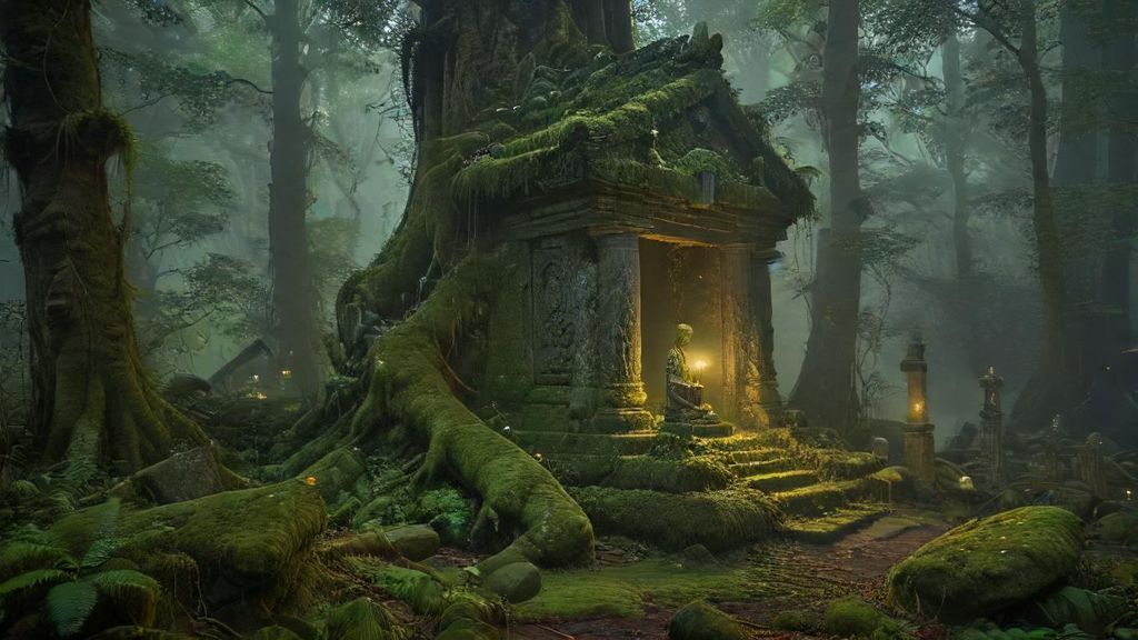 Download A Misty Overgrown Shrine Hidden Deep