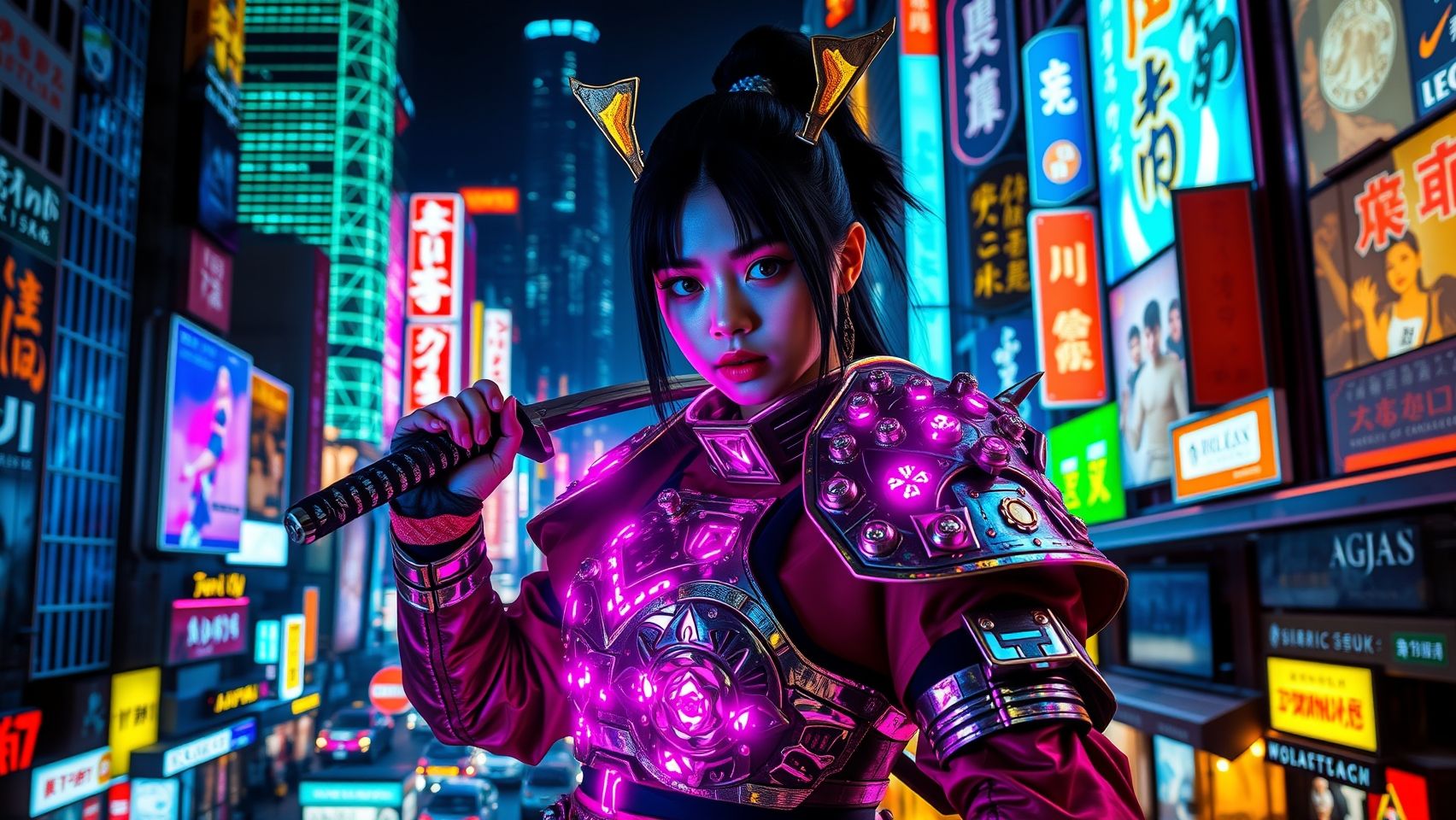 Download A Samurai Girl In Cyberpunk