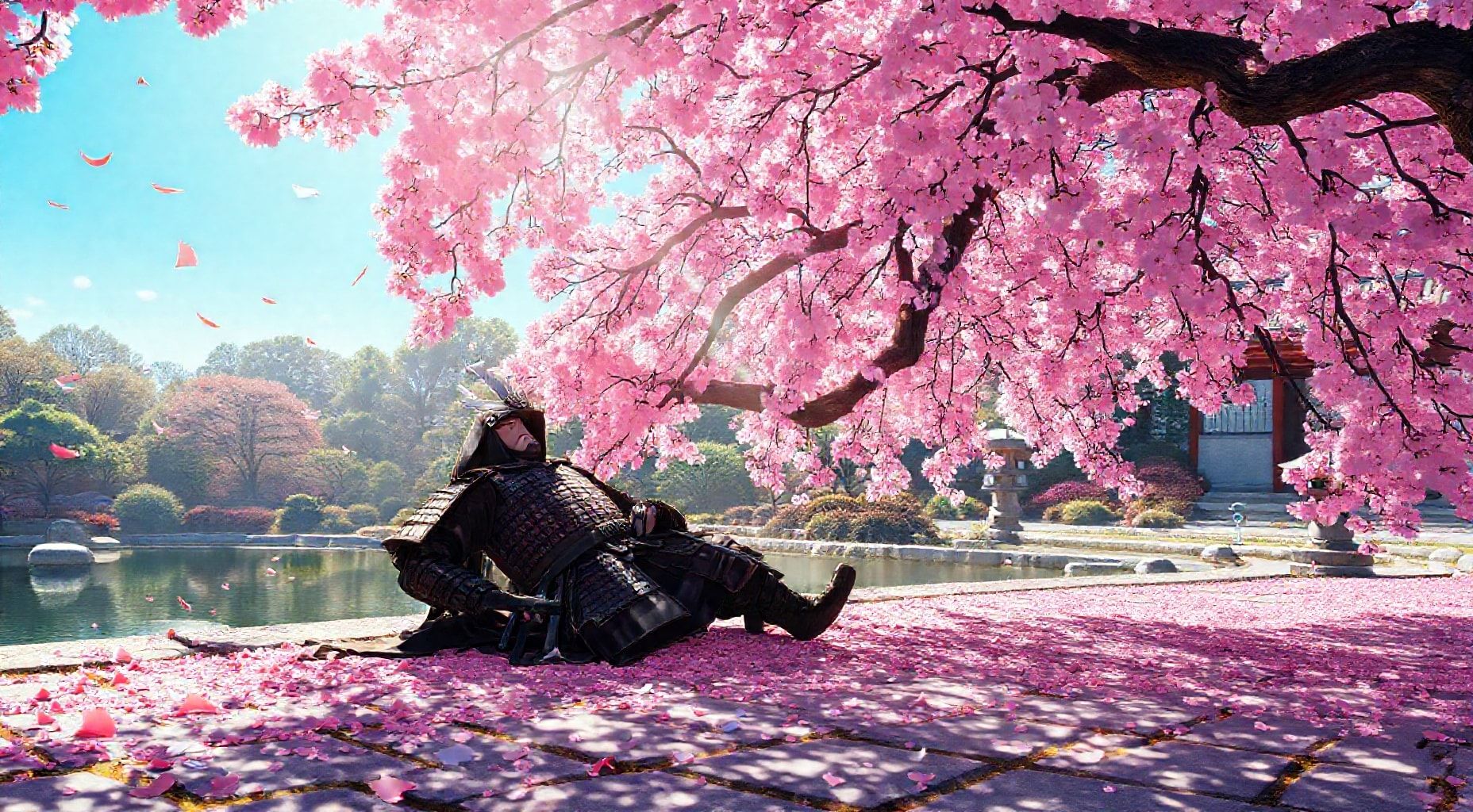 Download A Samurai Resting In A Beautiful