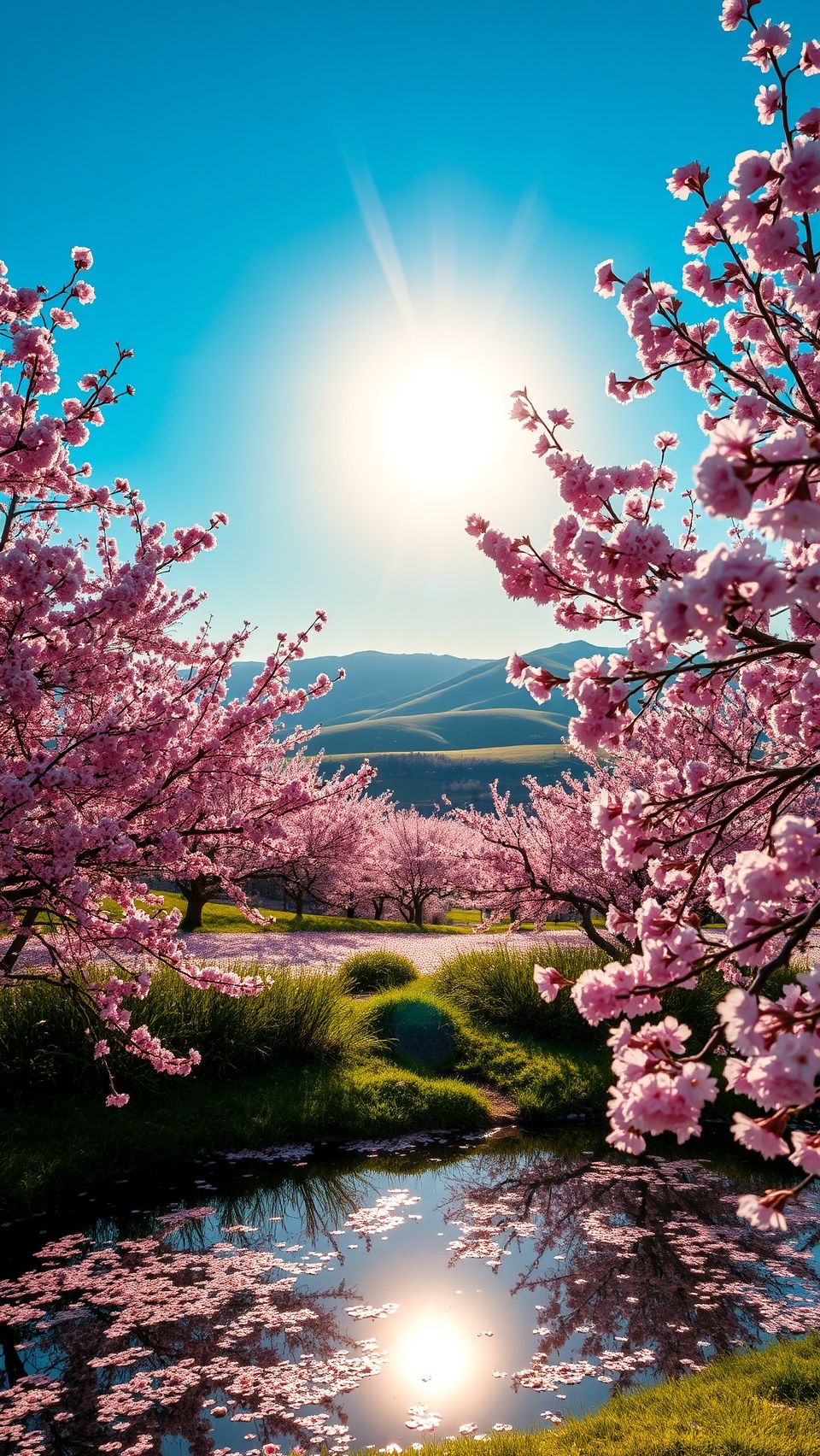 Download A Serene Landscape With Cherry Blossoms