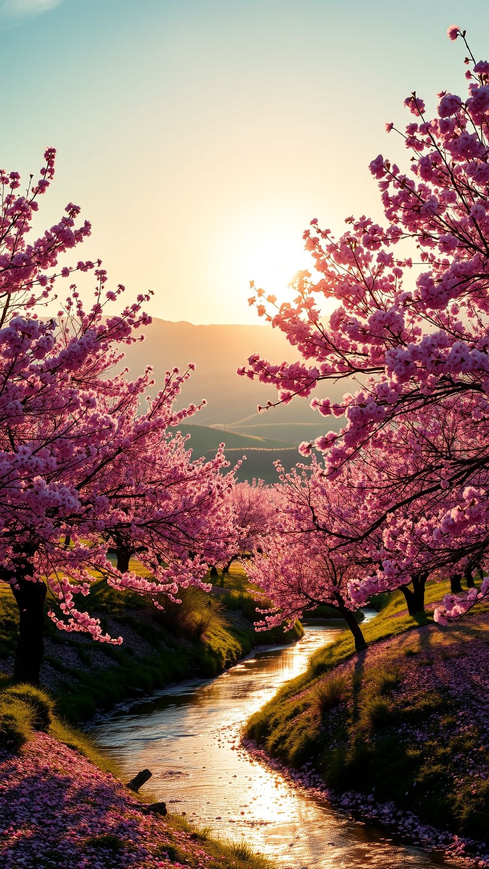 Download A Serene Landscape With Cherry Blossoms