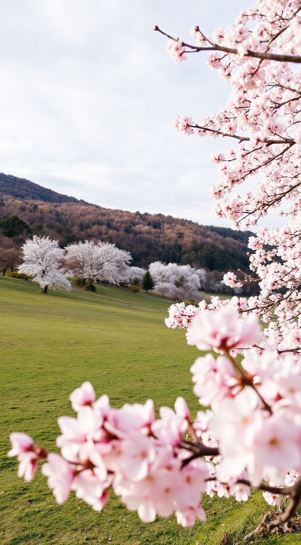 Download A Serene Landscape With Cherry Blossoms