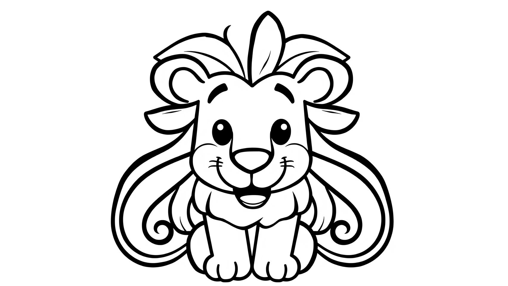 Download A Simple Cartoon Lionoutline Only White