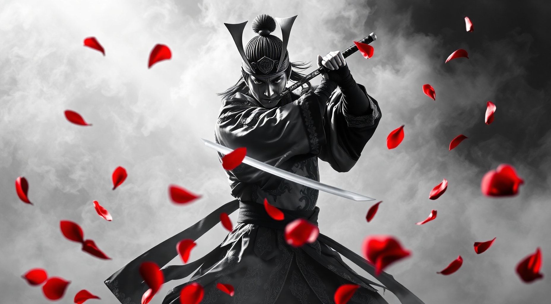 Download A Striking Samurai In A Dramatic