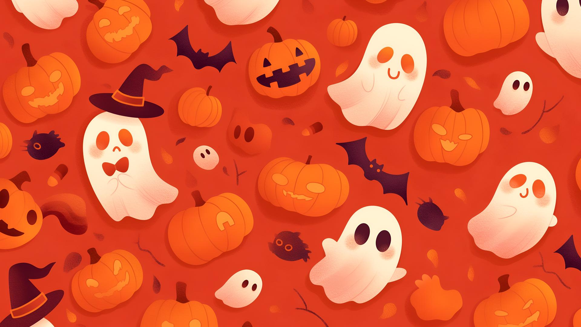 Download Cute Halloween Pattern Desktop Wallpaper 4k