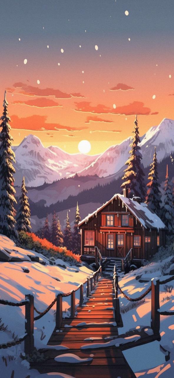 Download Winter Mountains Cabin Cozy