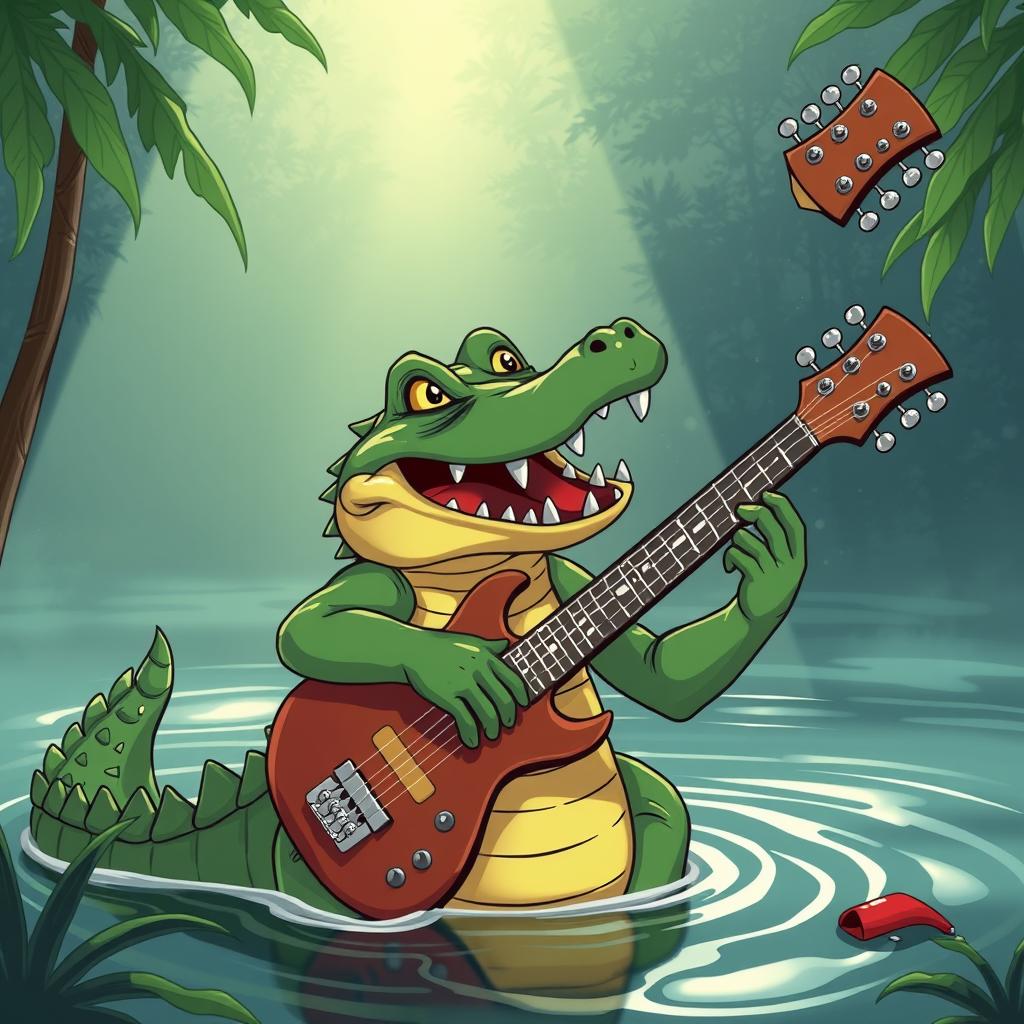 Download Anime Alligator Playing Blues