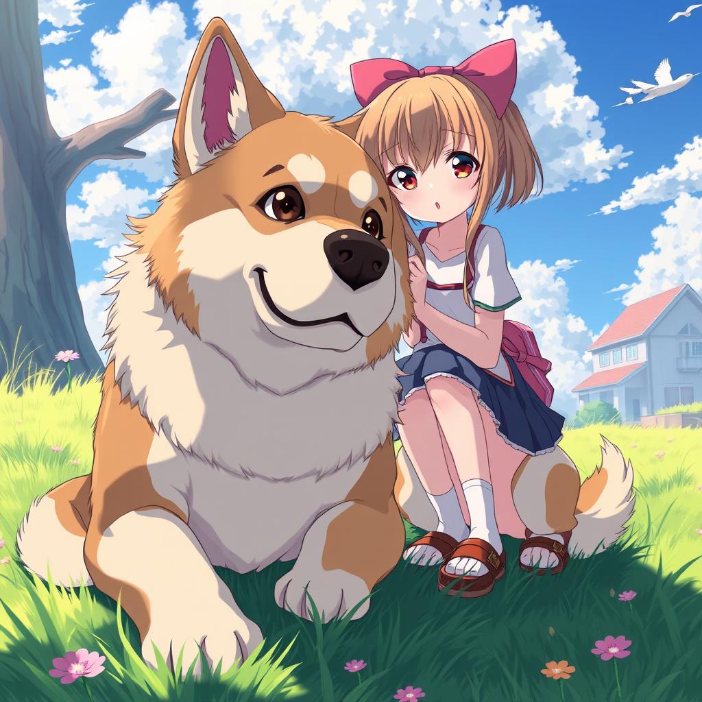 Download Anime Big Dog Near Anime Girl