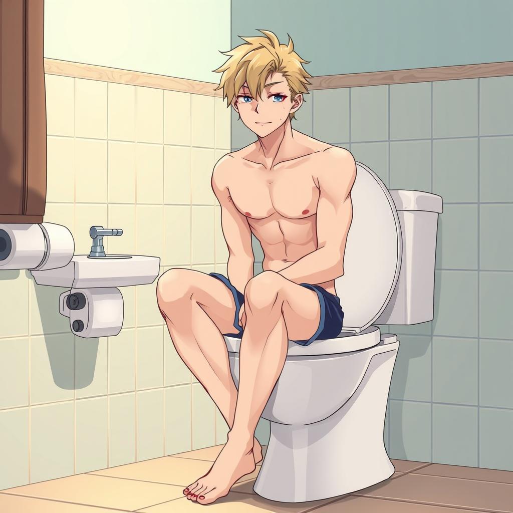 Download Anime Blonde Guy Sitting