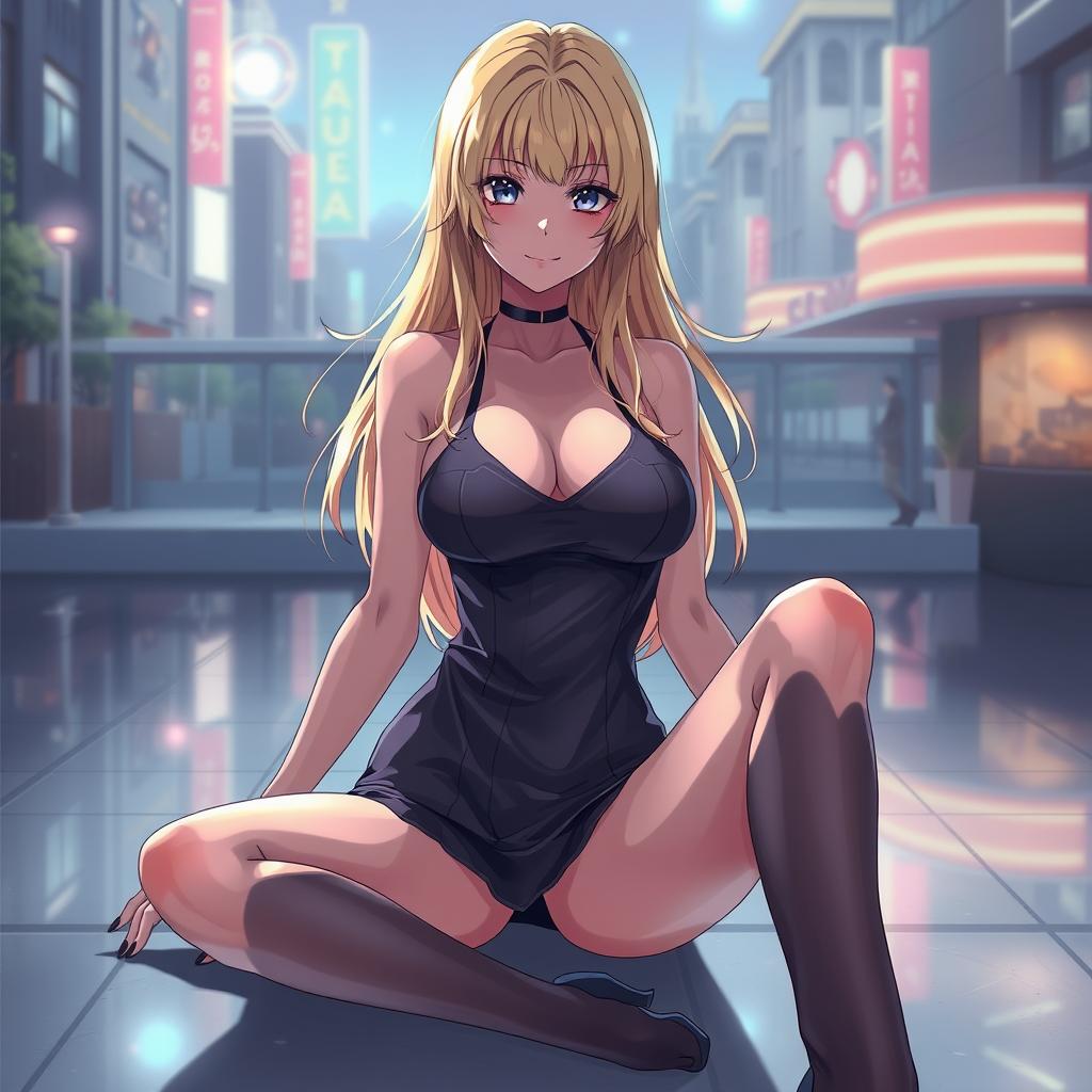 Download Anime Blonde Woman With