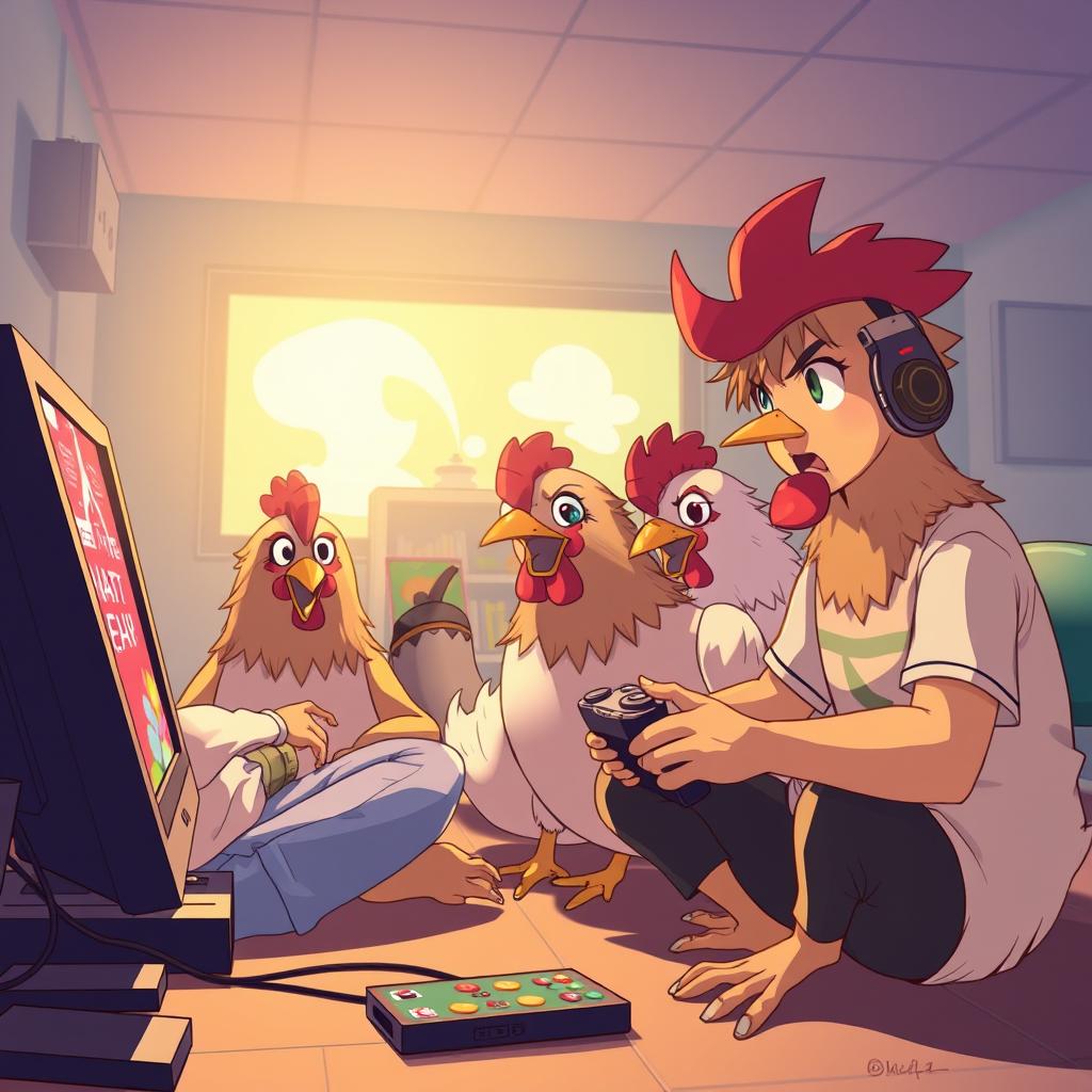 Download Anime Chicken Group Playing