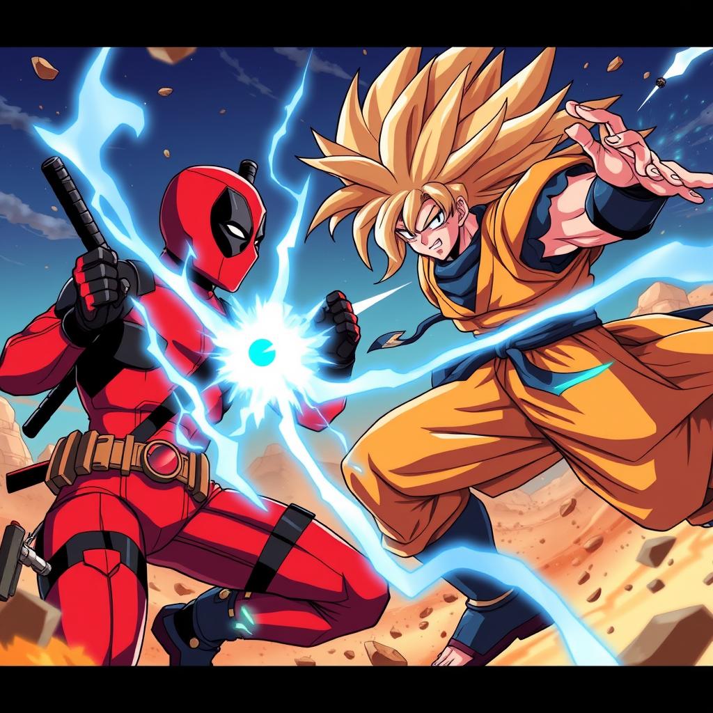 Download Anime Deadpool Fighting Goku