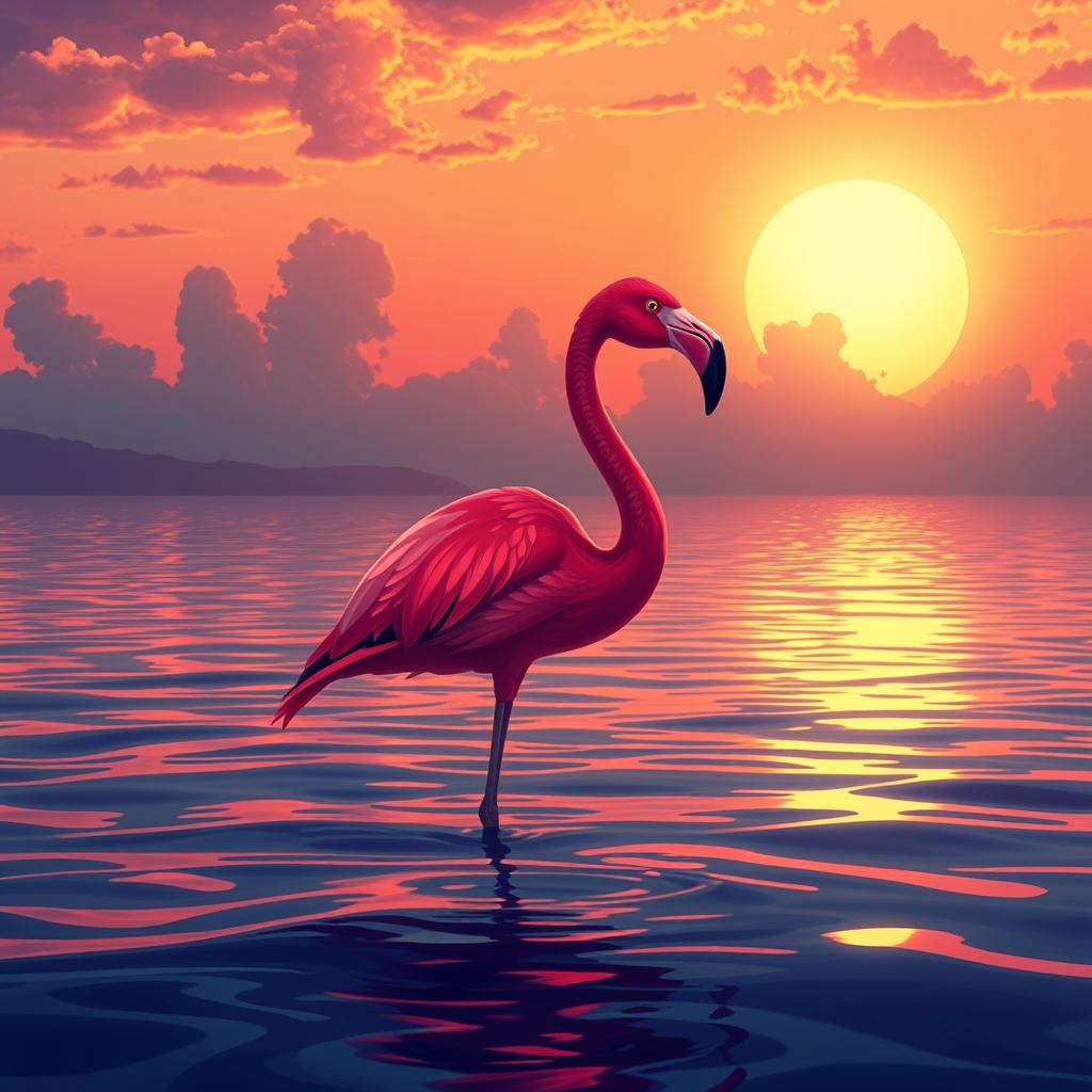 Download Anime Flamingo Man Sunset