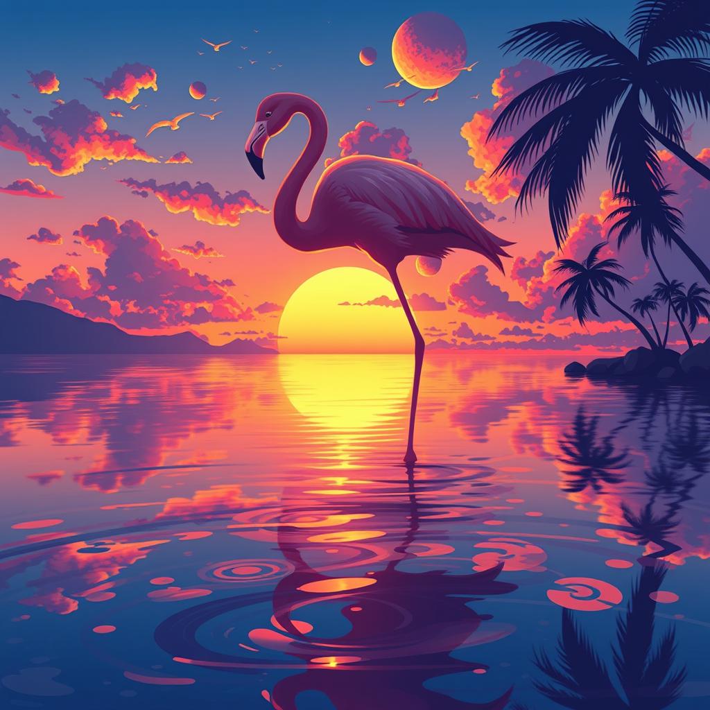 Download Anime Flamingo Sunset