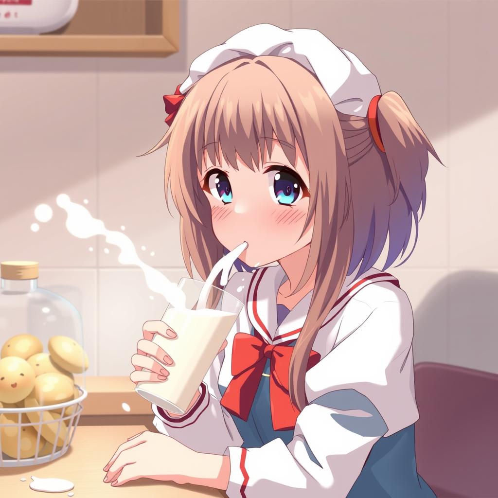 Download Anime Girl Drinking Milk