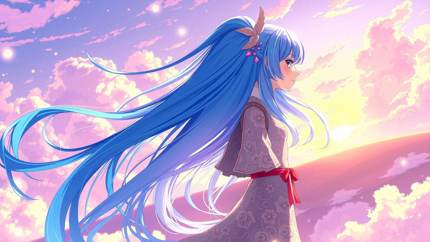 Download Anime Girl Long Blue Hair