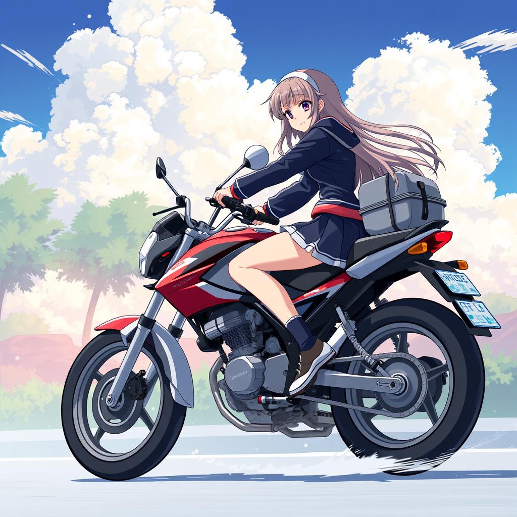 Download Anime Girl On Motorcycle