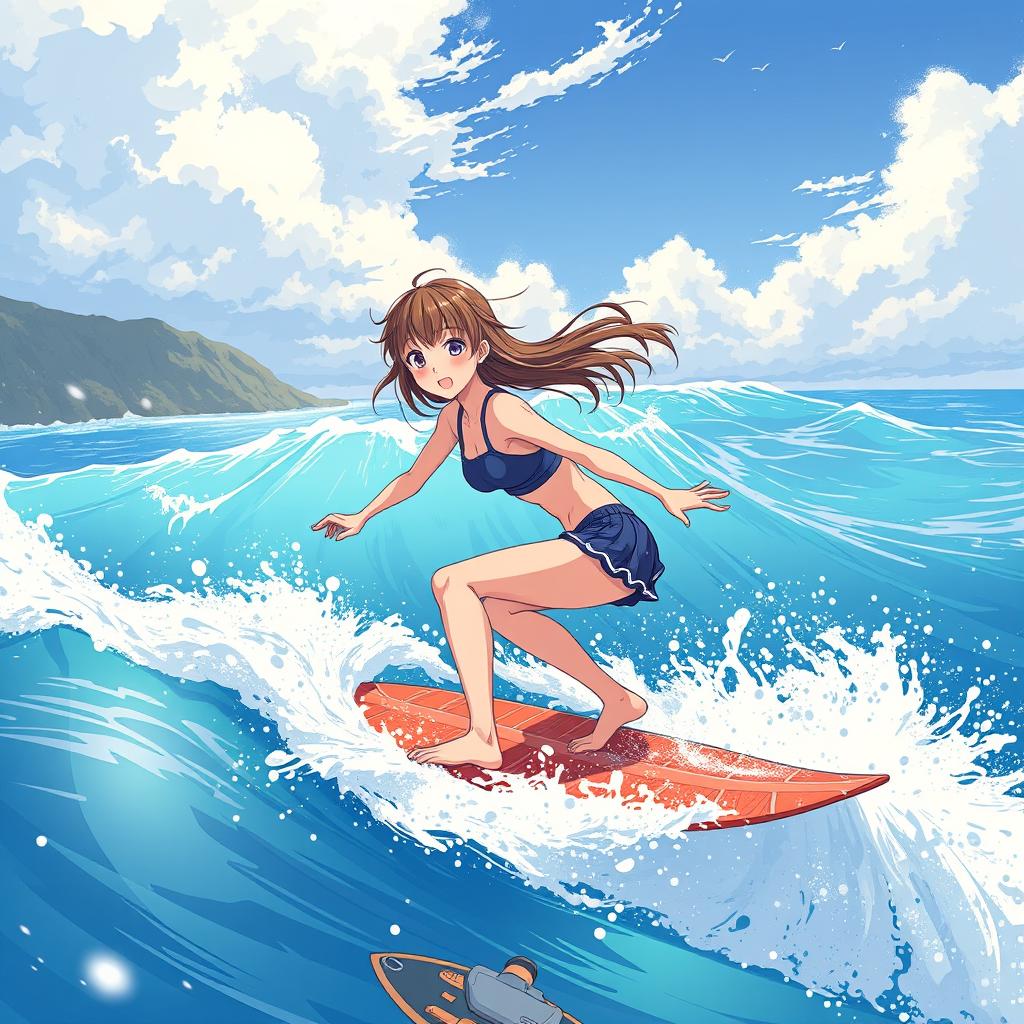 Download Anime Girl Surfing