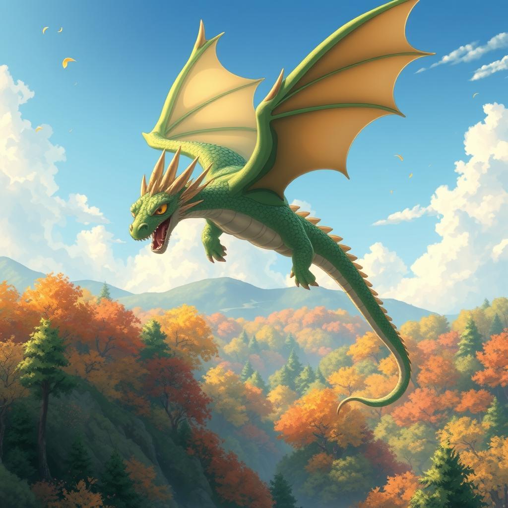 Download Anime Green Dragon Flying