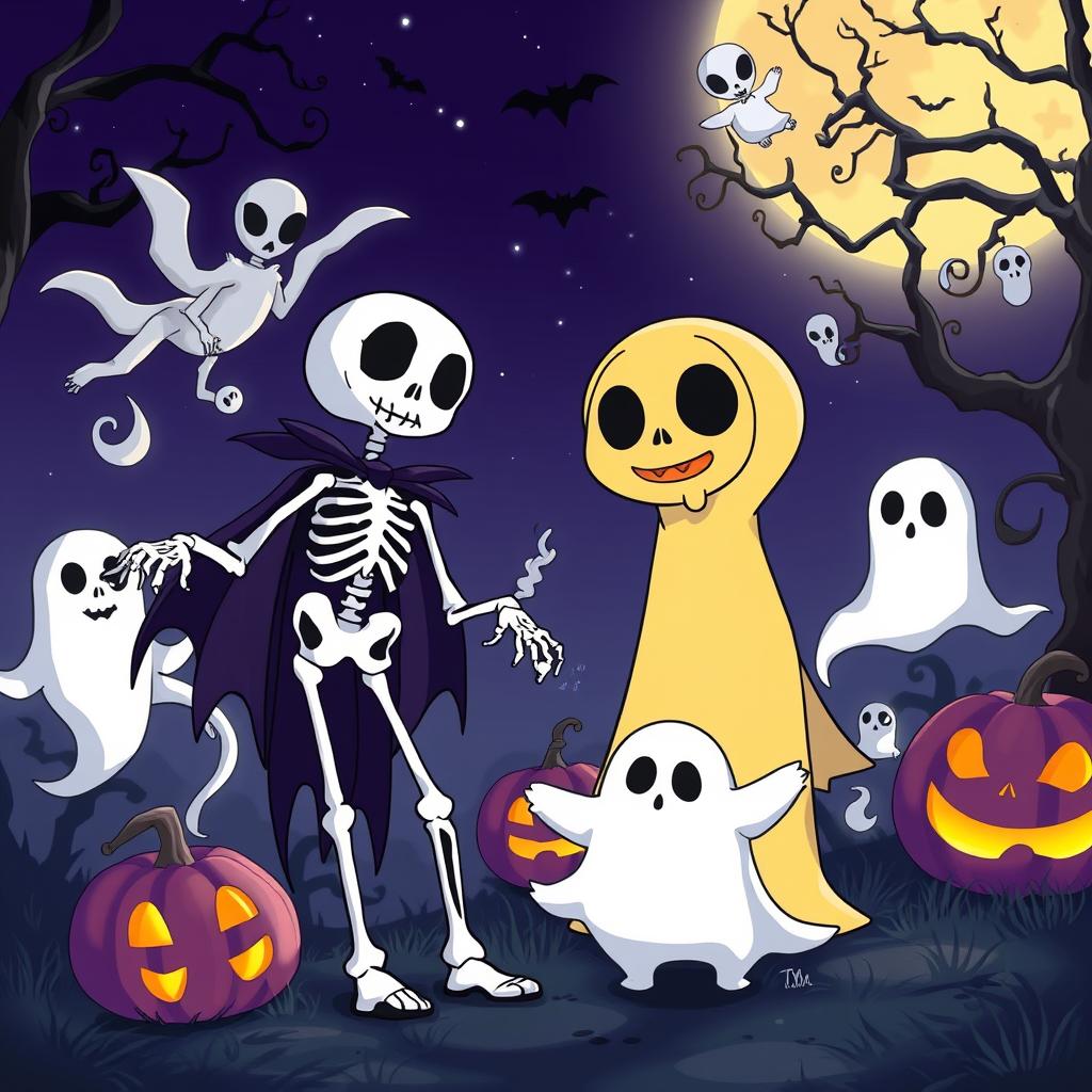 Download Anime Halloween Skeletons And