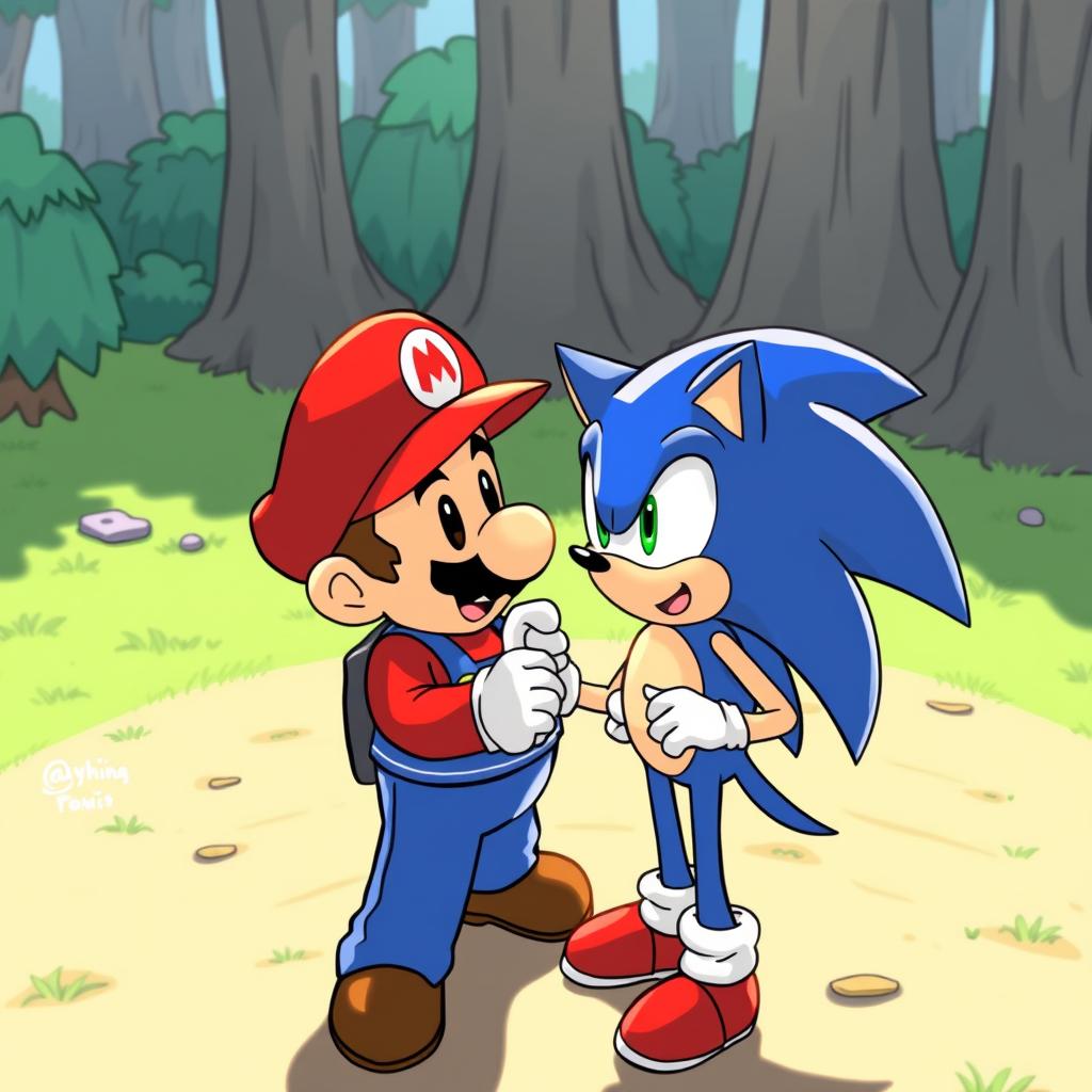 Download Anime Mario Giving Sonic