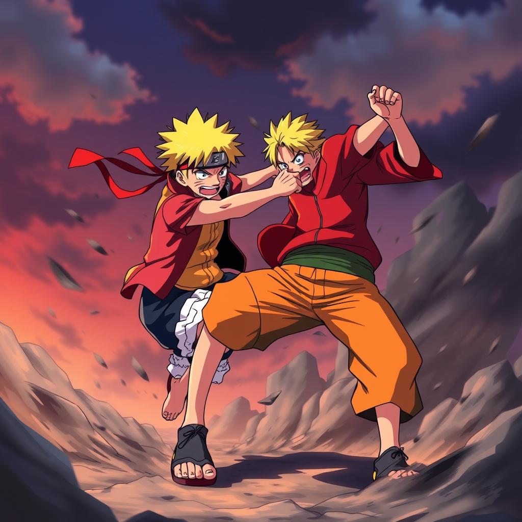 Download Anime Naruto Fighting Luffy