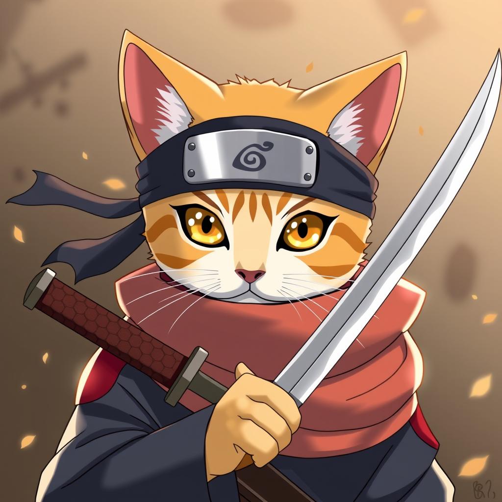 Download Anime Ninja Cat With