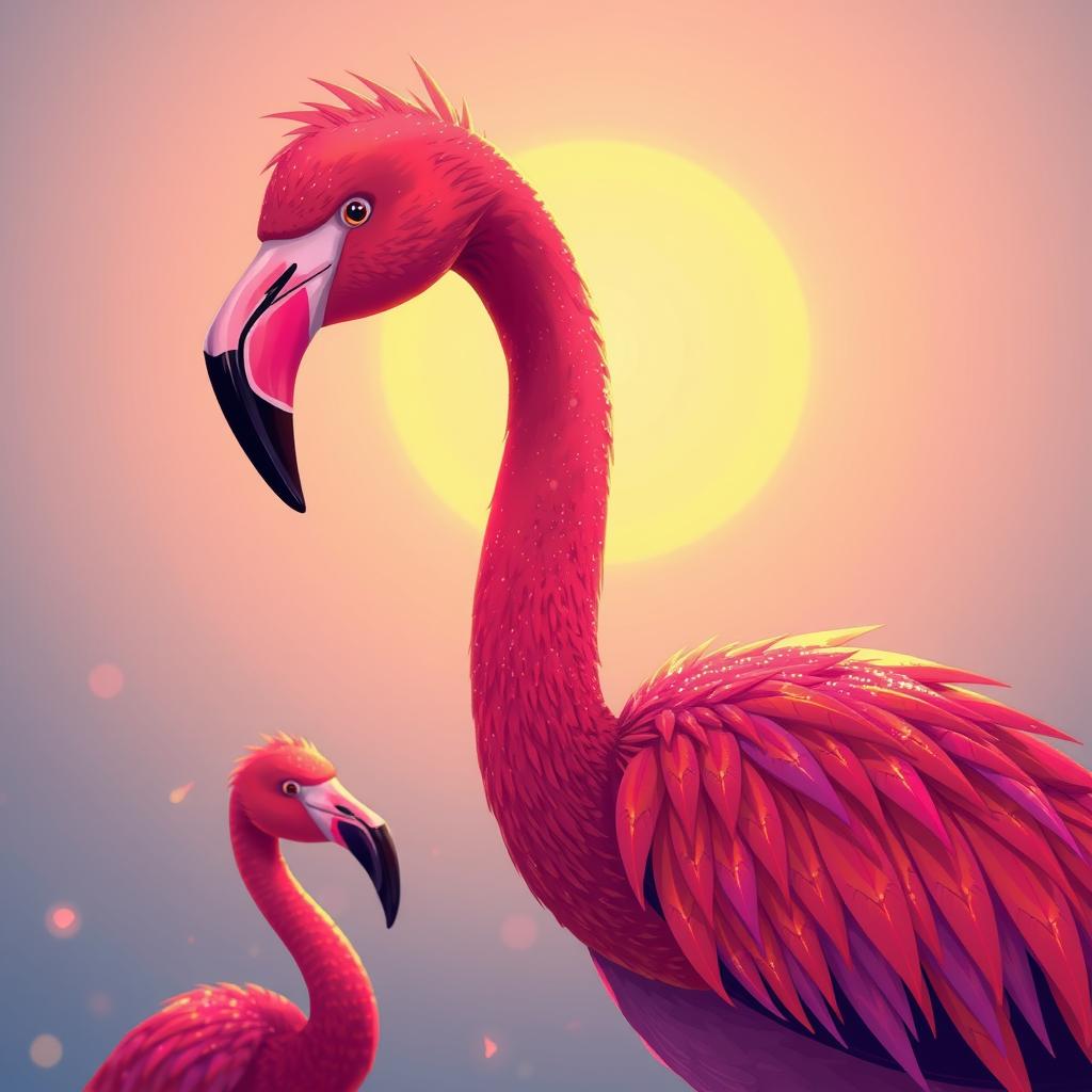 Download Anime Orange Purple Flamingo