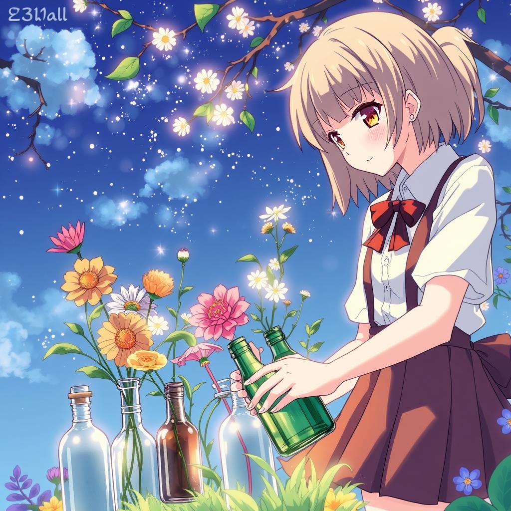 Download Anime Picking Flowers In