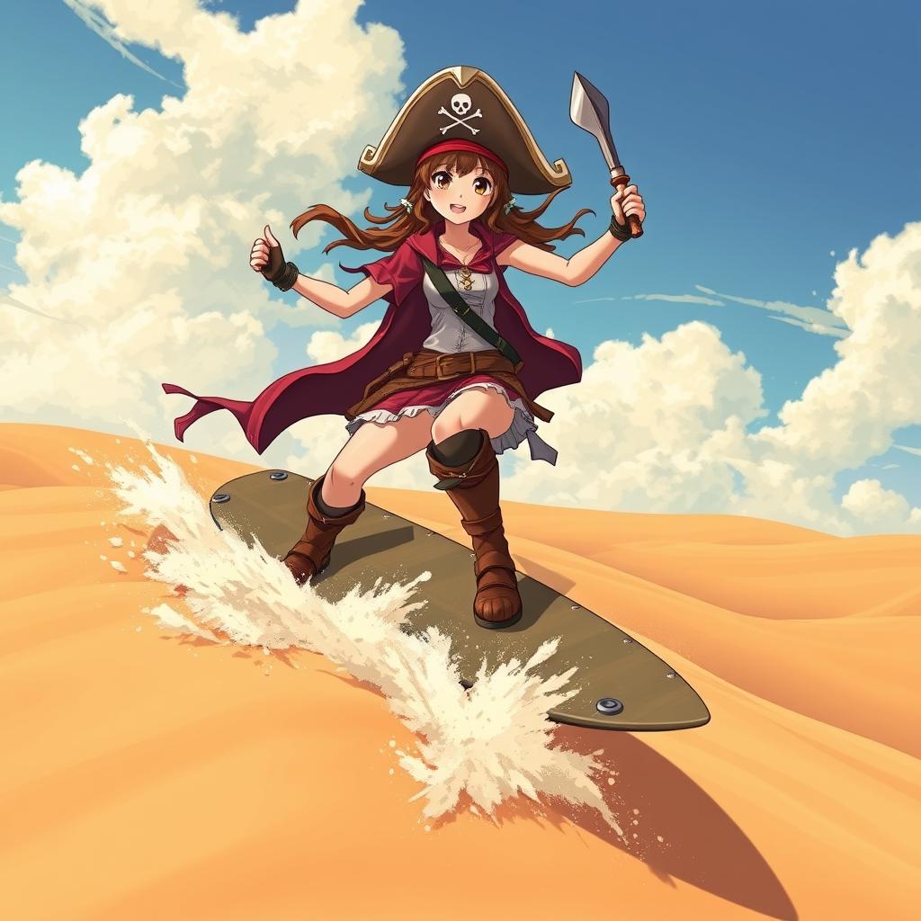 Download Anime Pirate Girl Surfing