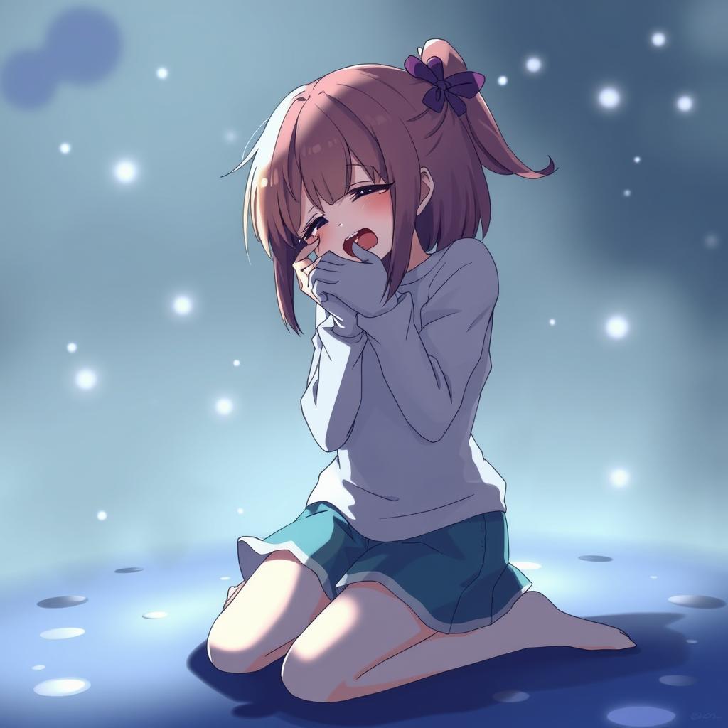 Download Anime Teen Kneeling Crying