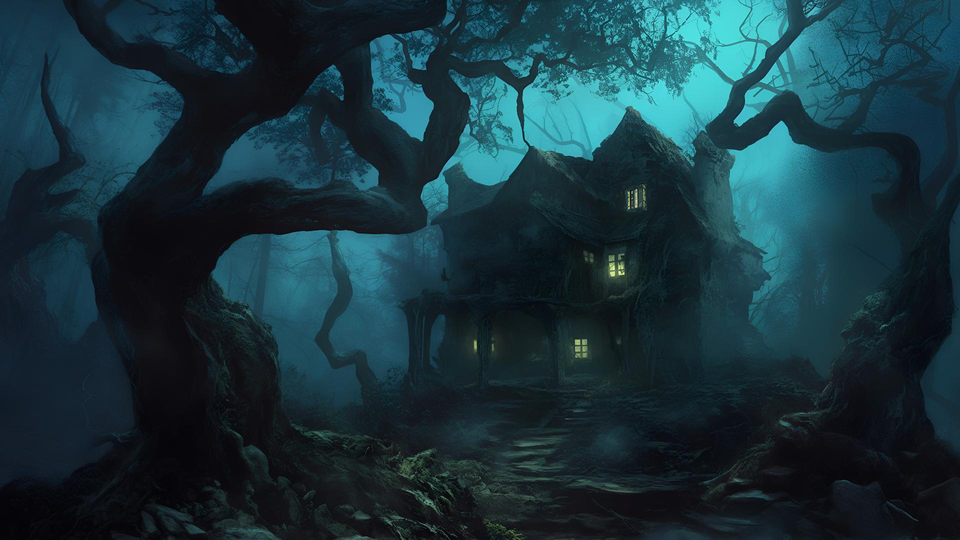 Download Creepy Abandoned House Dark Forest Desktop