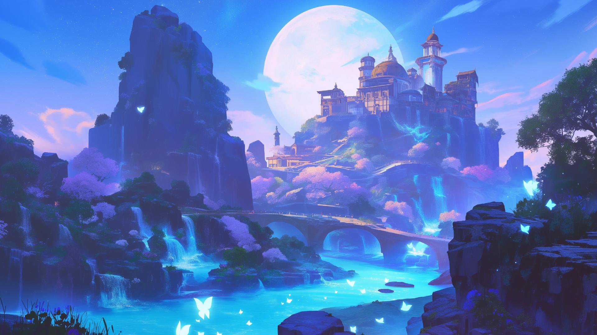 Download Dreamland Castle Magic River Desktop Wallpaper