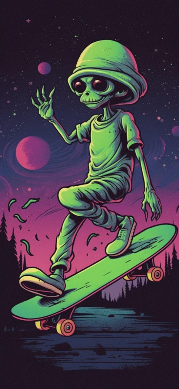 Download Alien Skater Cartoon