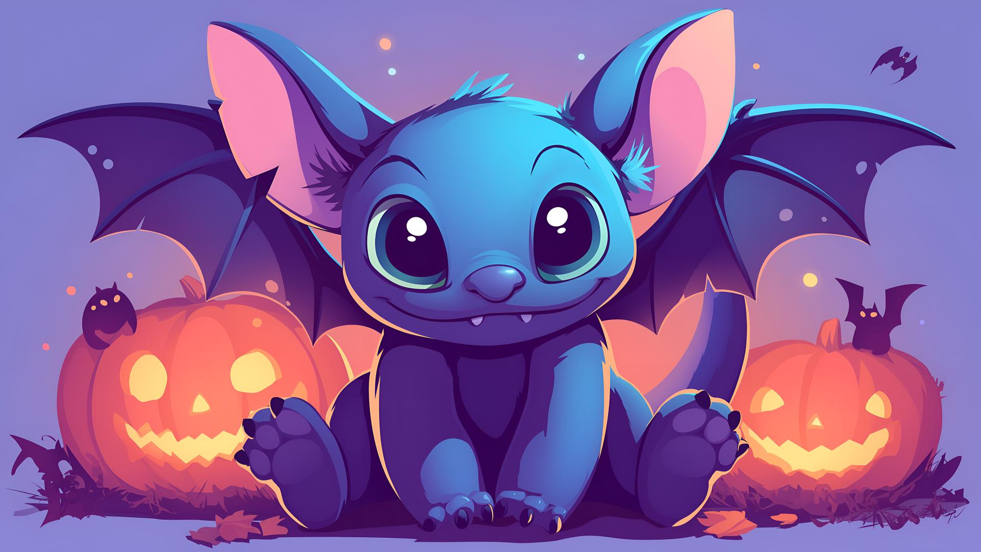 Download Cute Stitch Halloween Desktop Wallpaper 4k