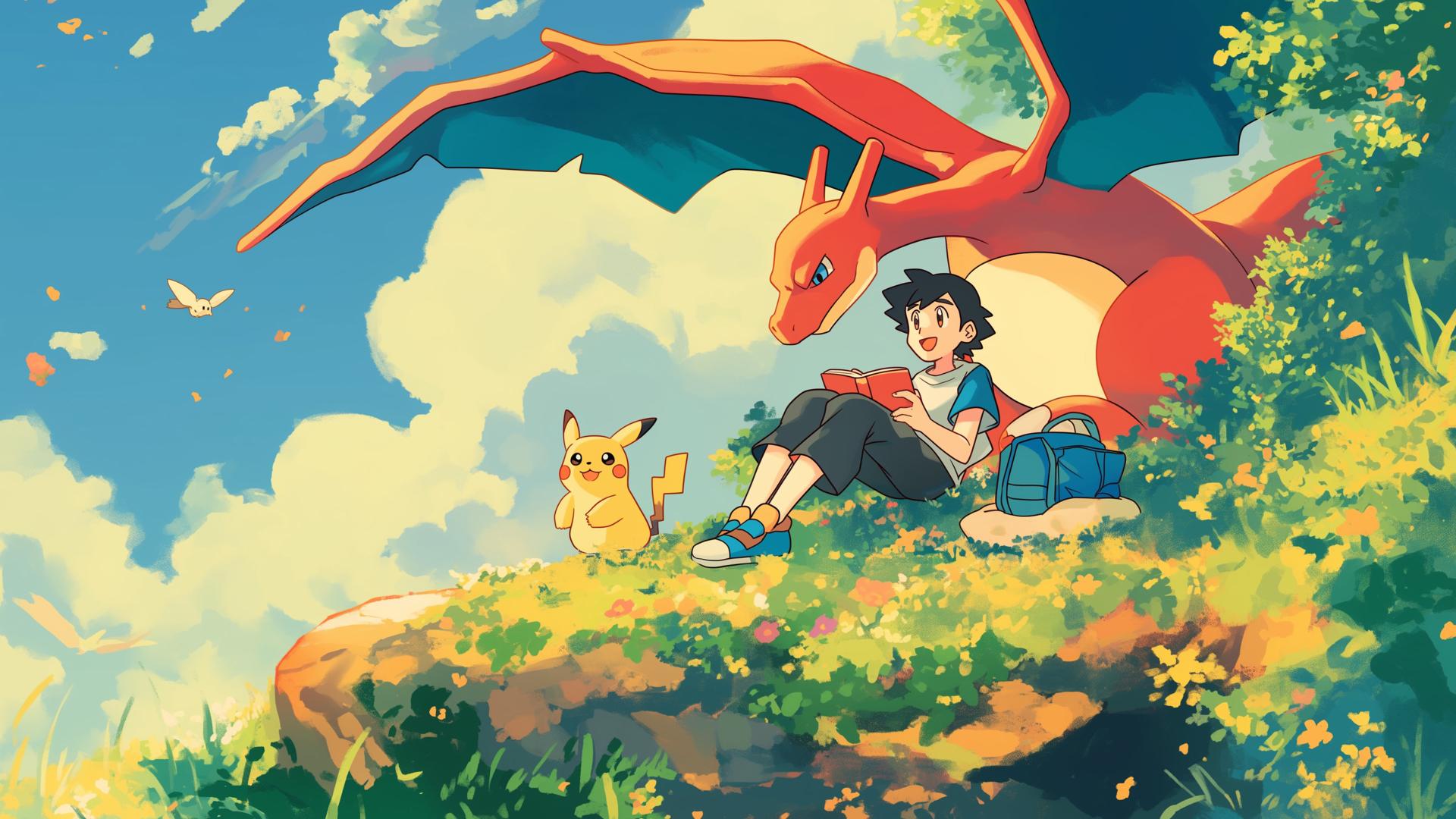 Download Pokemon Ash Ketchum Charizard Bond Desktop Wallpaper