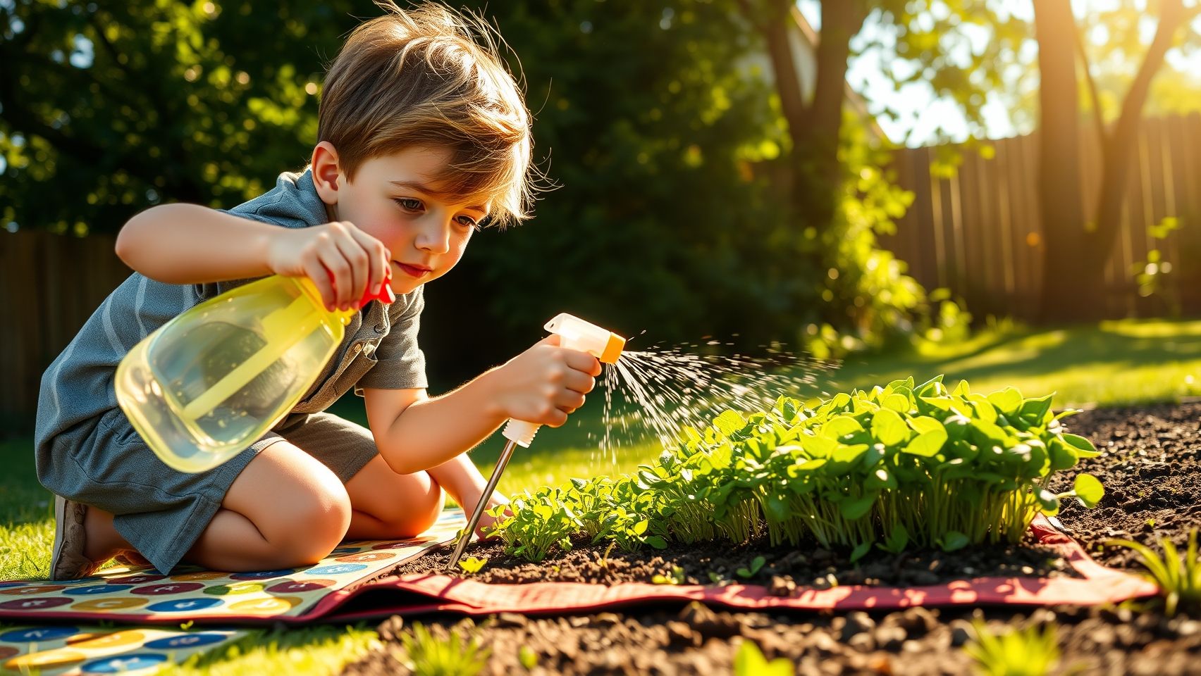 Download Cute Boy Taking Care Microgreens