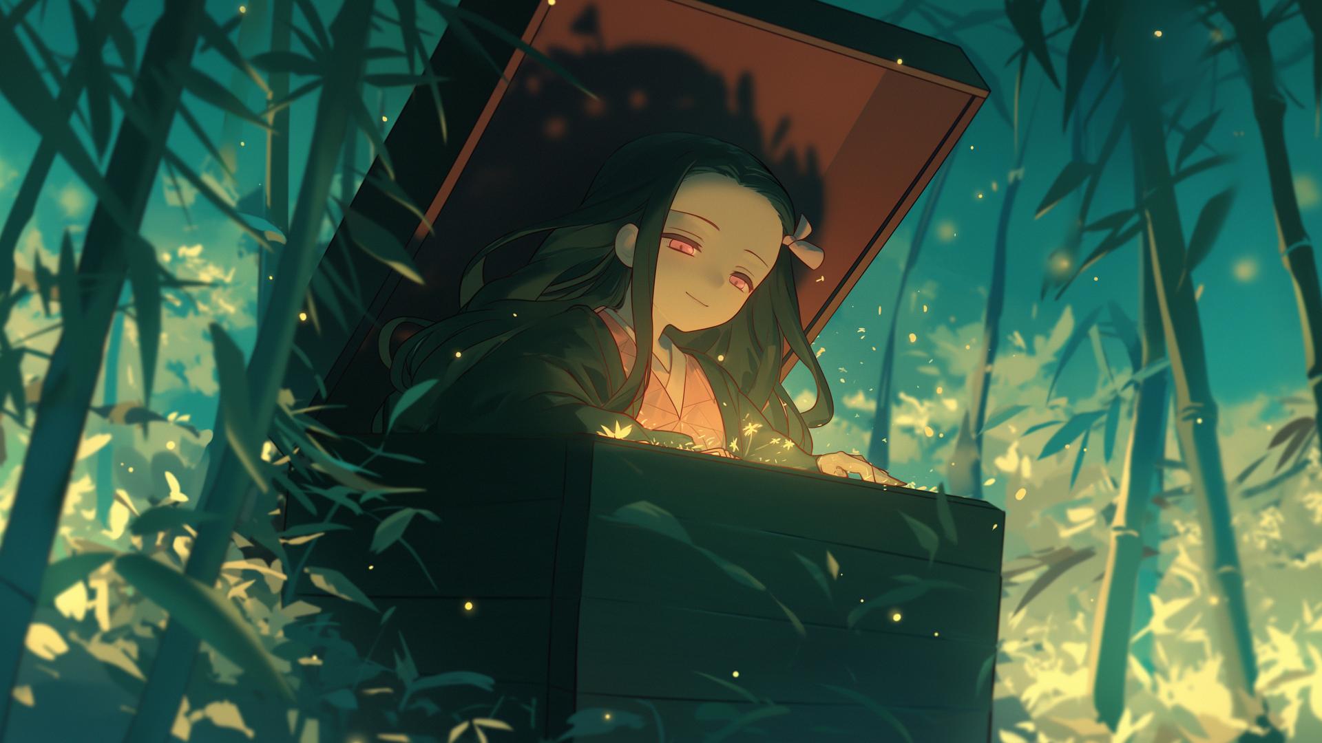 Download Demon Slayer Nezuko Kamado Hidden In The Box Desktop Wallpaper