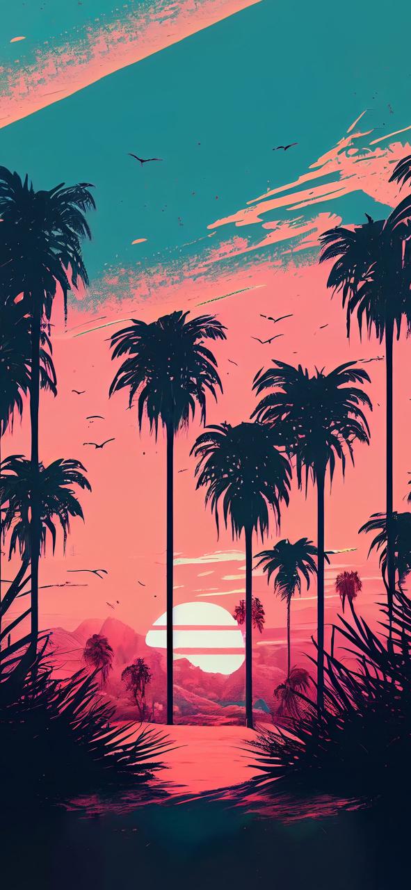 Download Sunset Palm Tree Summer Aesthetic