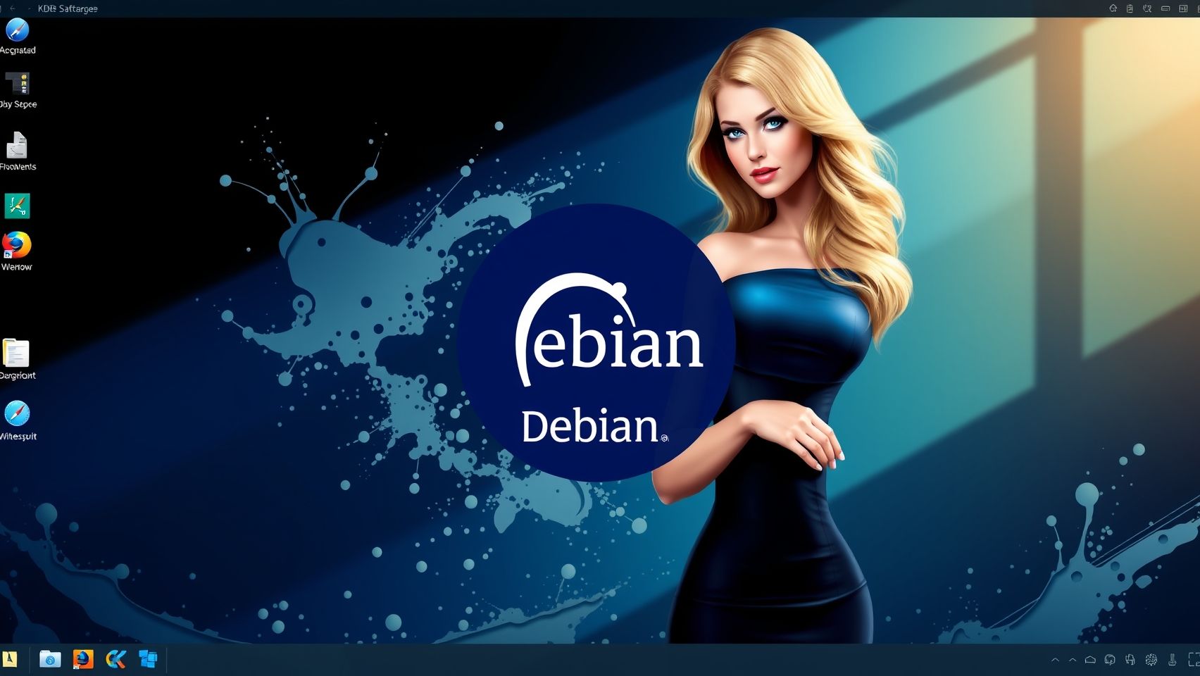 Download Debian Logo Woman Busty Kde Blonde