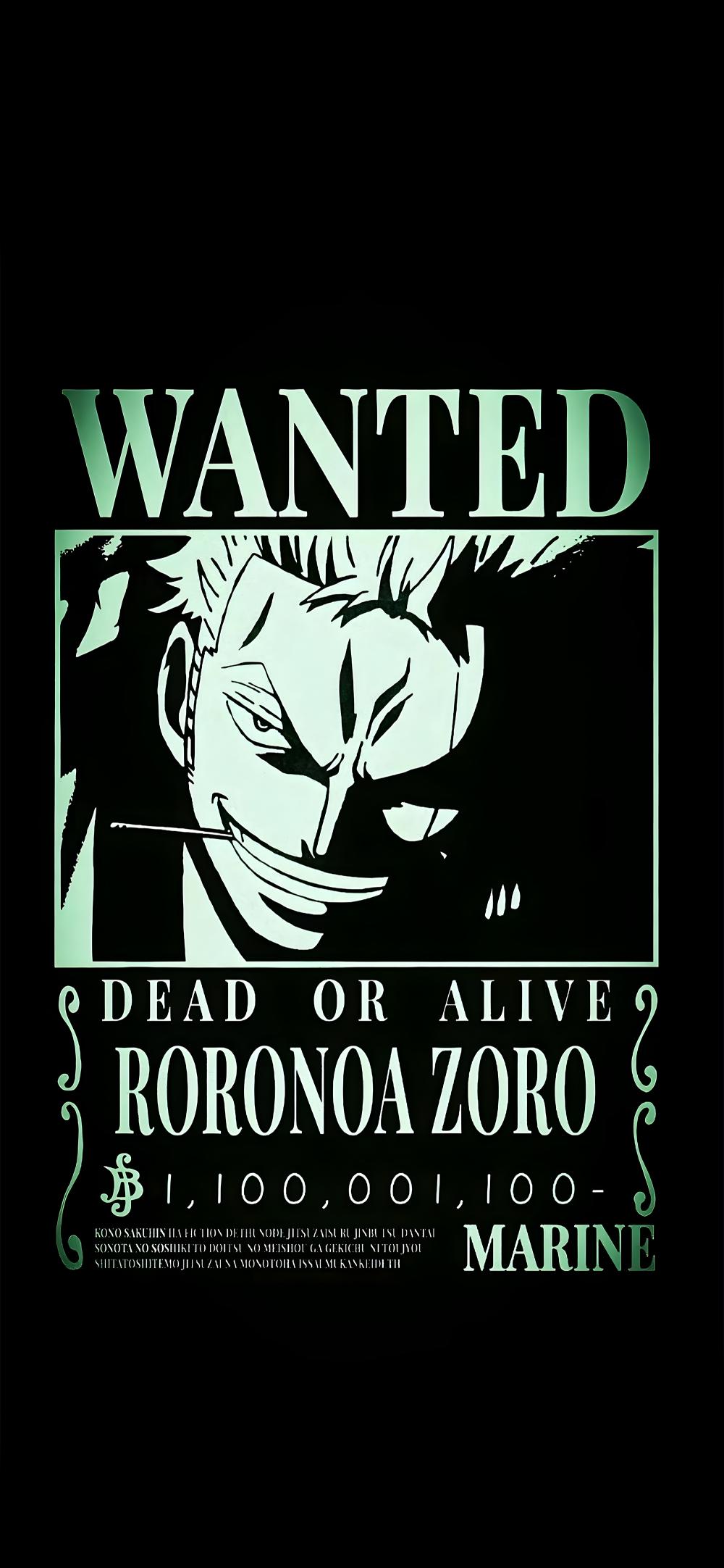 Download One Piece Zoro Wanted Poster Black