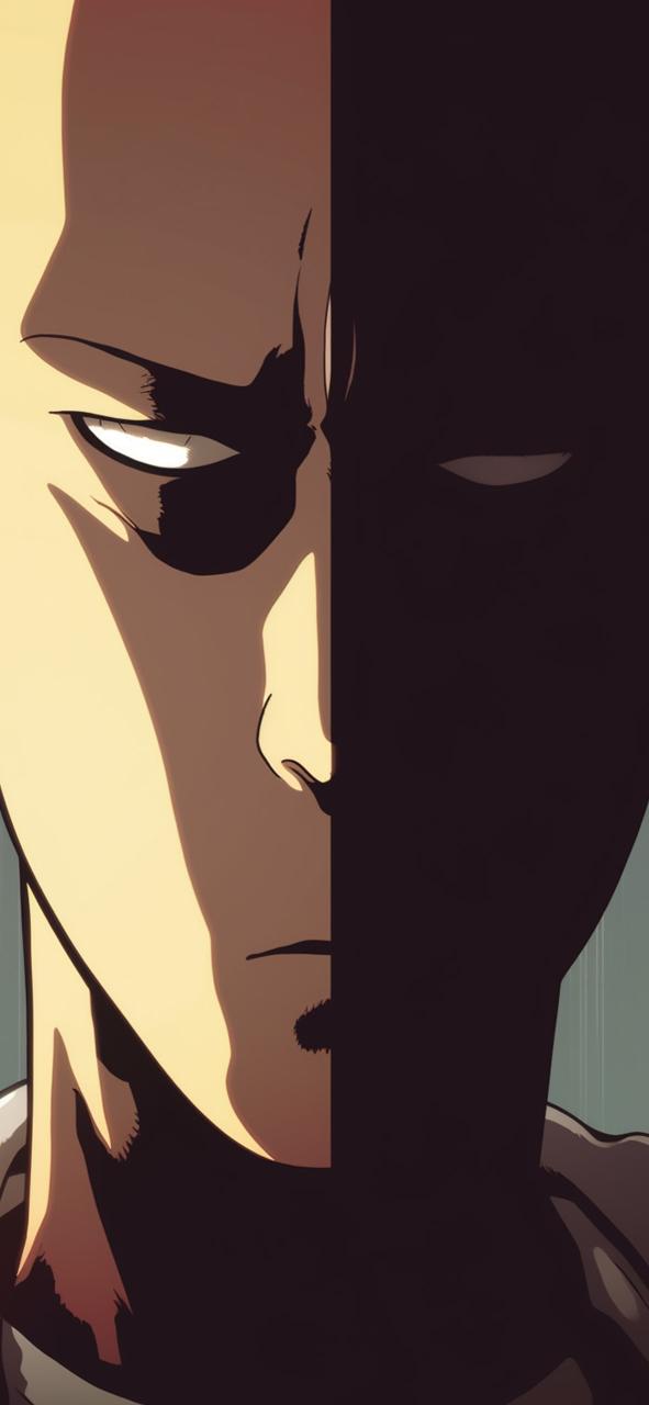 Download Saitama Half Shaded Face