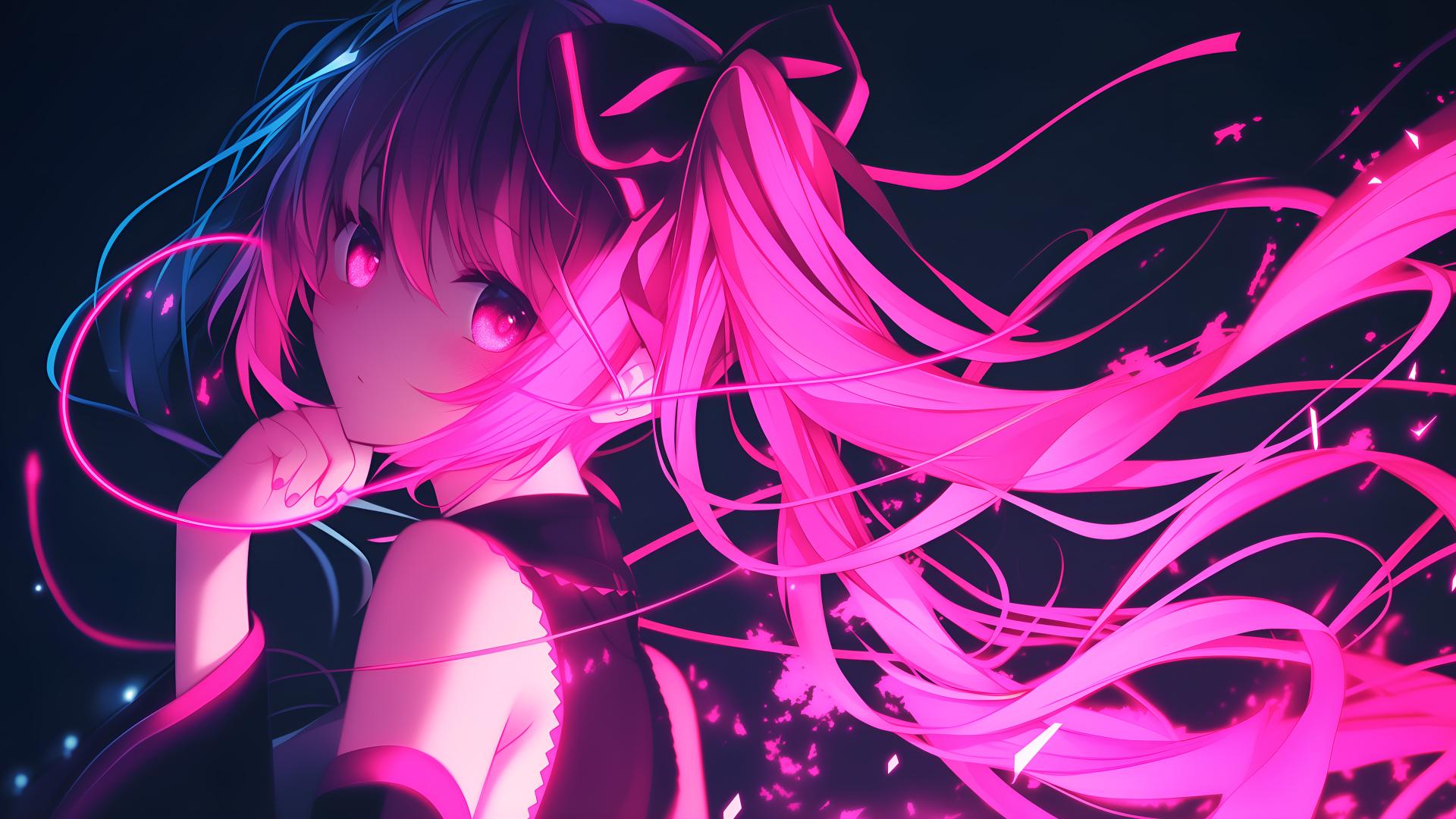 Download Anime Neon Glow Girl