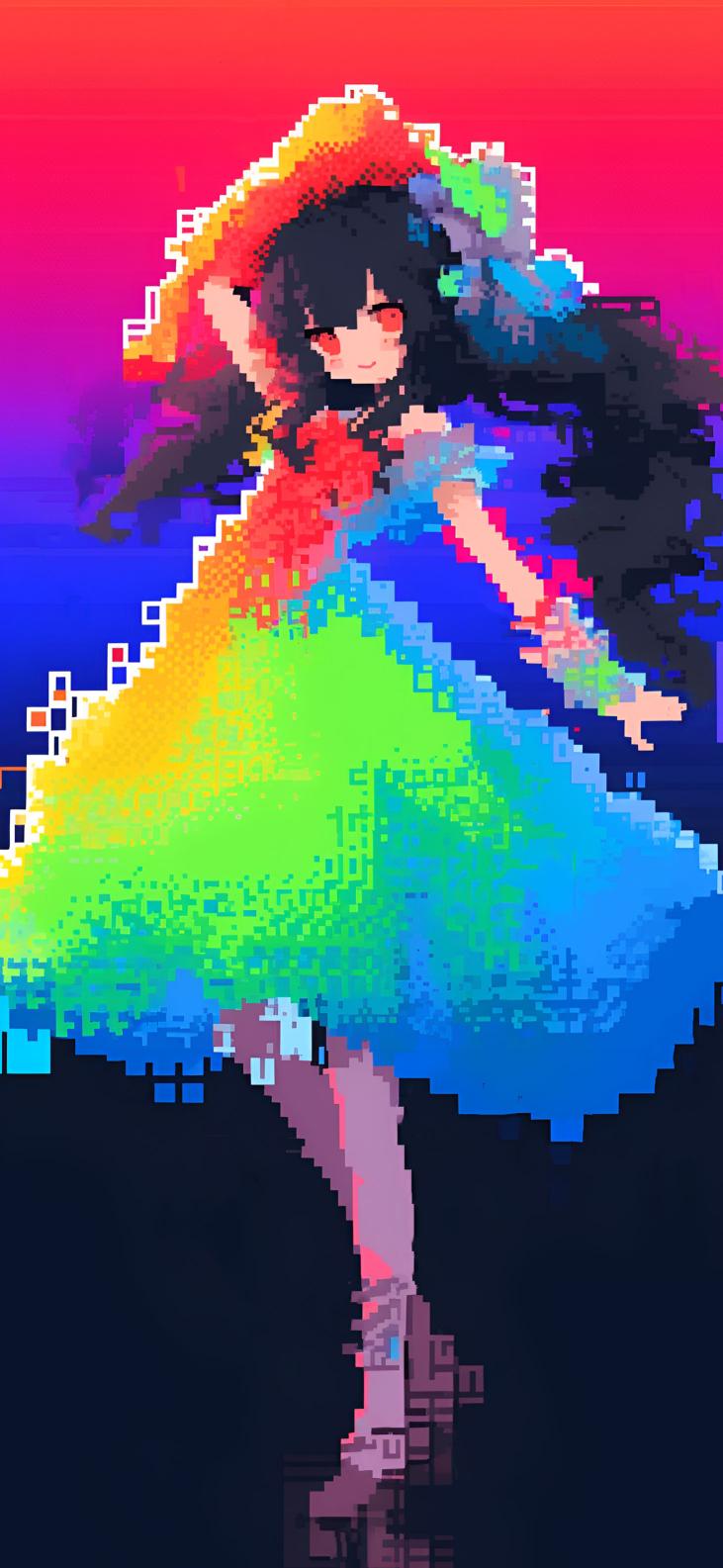 Download Girl In Rainbow Dress Pixel