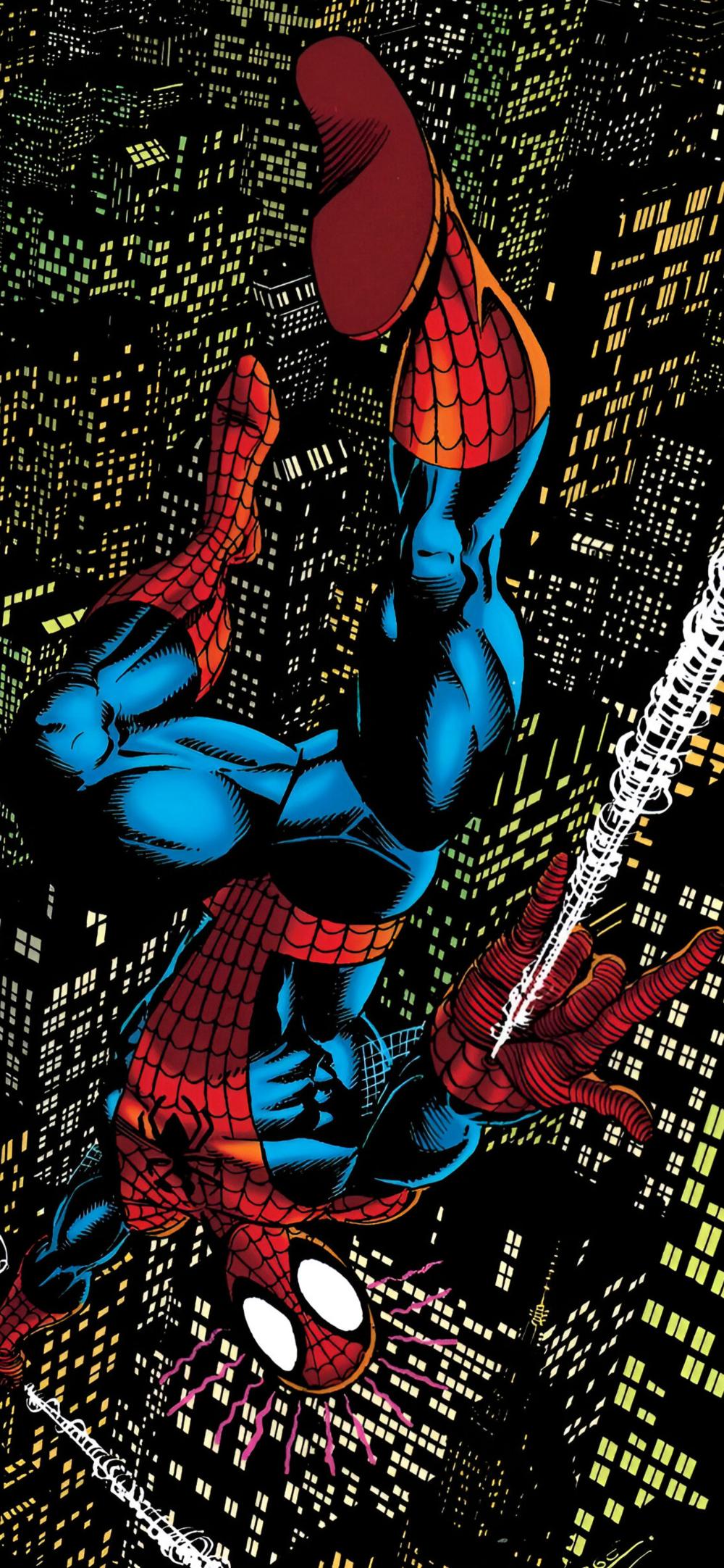 Download Spiderman Over City With Spider Sense Comic