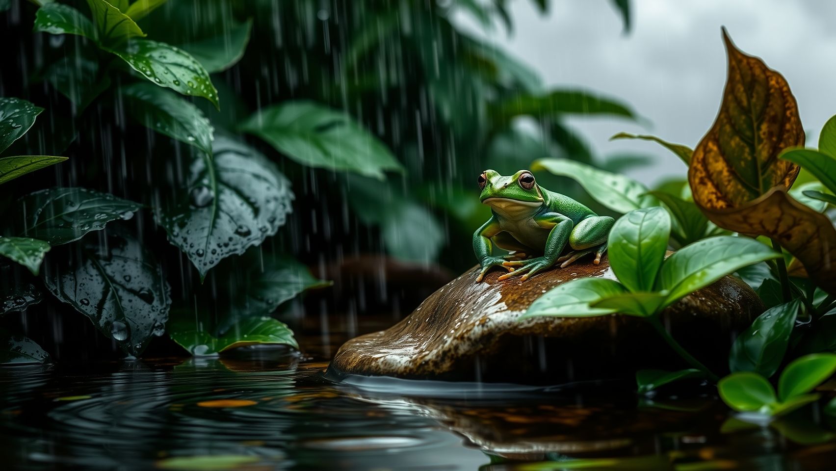 Download Frog In The Rain