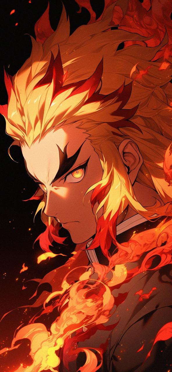 Download Rengoku Aesthetic Dark Orange