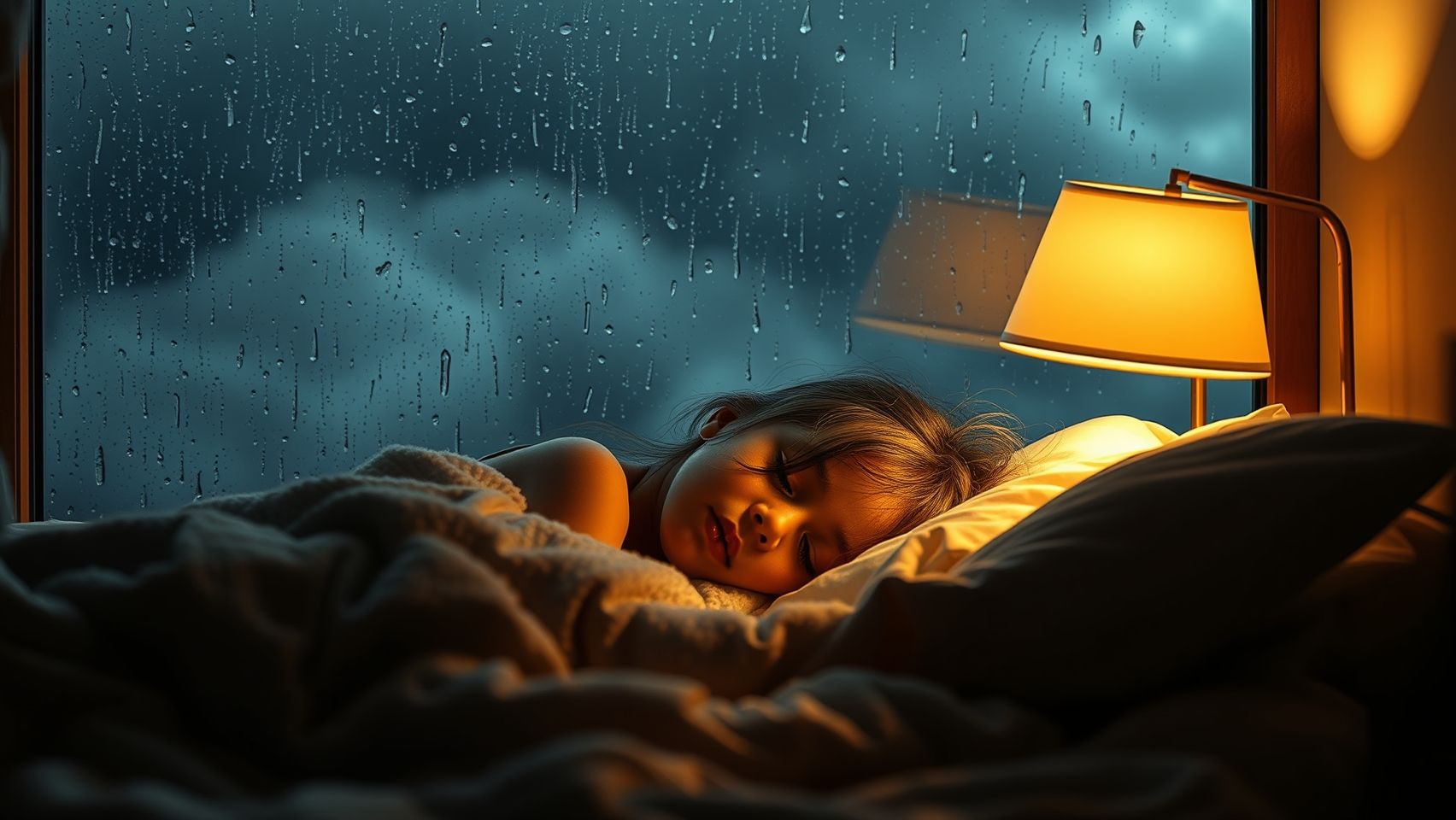 Download Girl Sleeping And Raining Outside