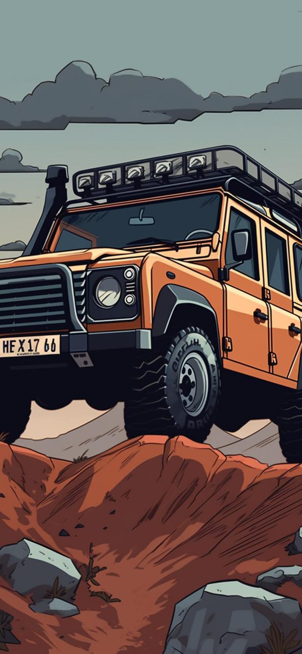 Download Orange Land Rover Defender Art