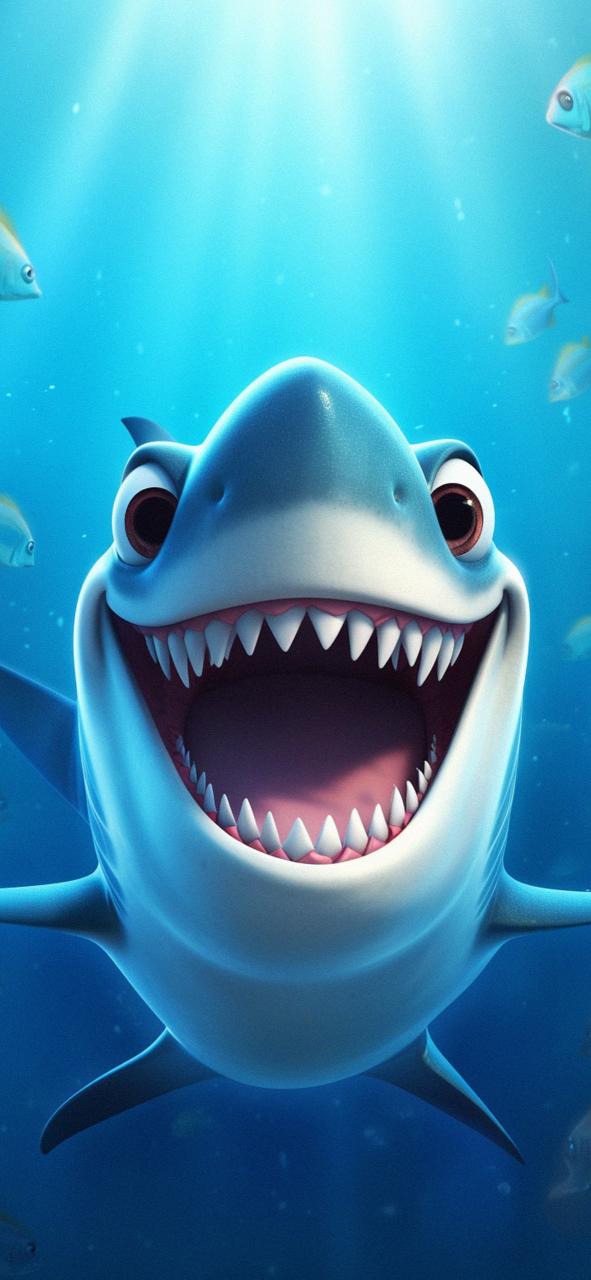 Download Funny Great White Shark Blue